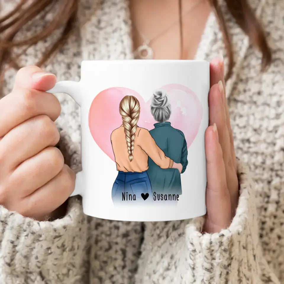 Personalisierte Tasse - Mutter/Mama + Tochter (stehend)