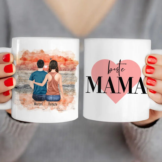 Personalisierte Tasse mit Mutter/Sohn (1 Sohn)