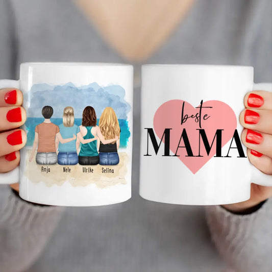 Personalisierte Tasse mit Mutter/Tochter (3 Töchter)