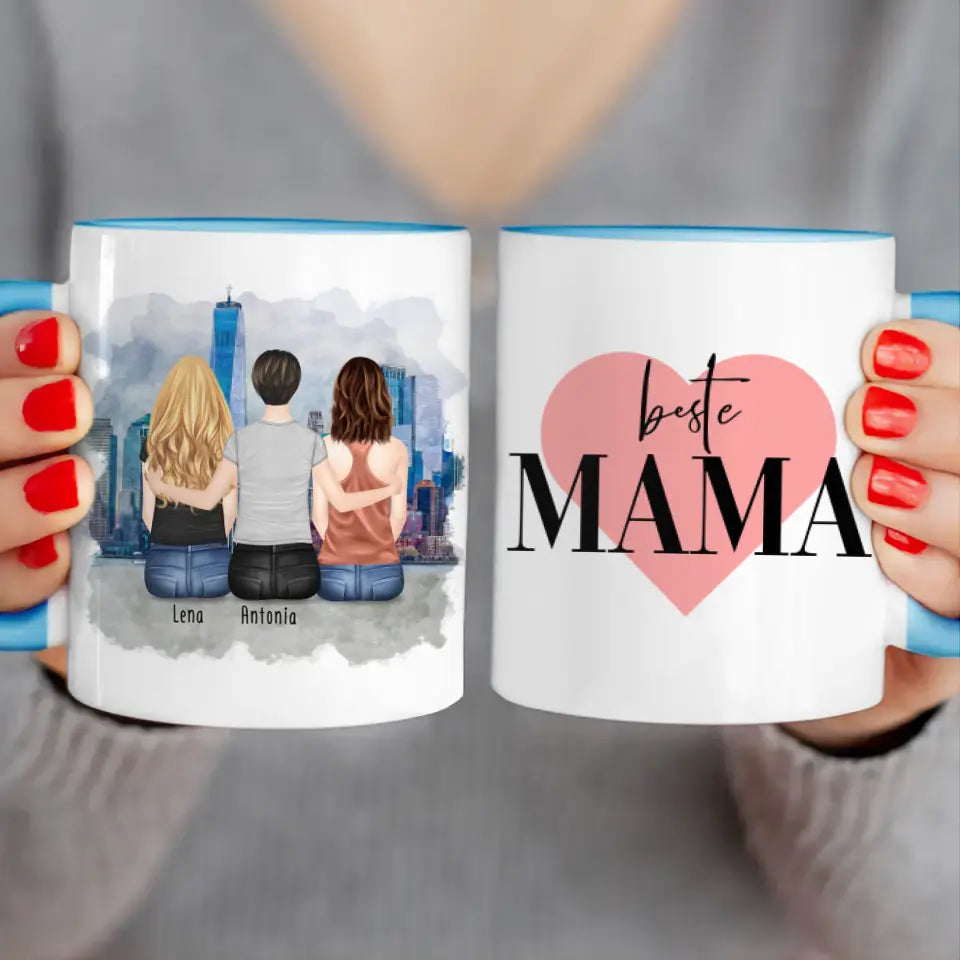 Personalisierte Tasse mit Mutter/Tochter (2 Töchter)