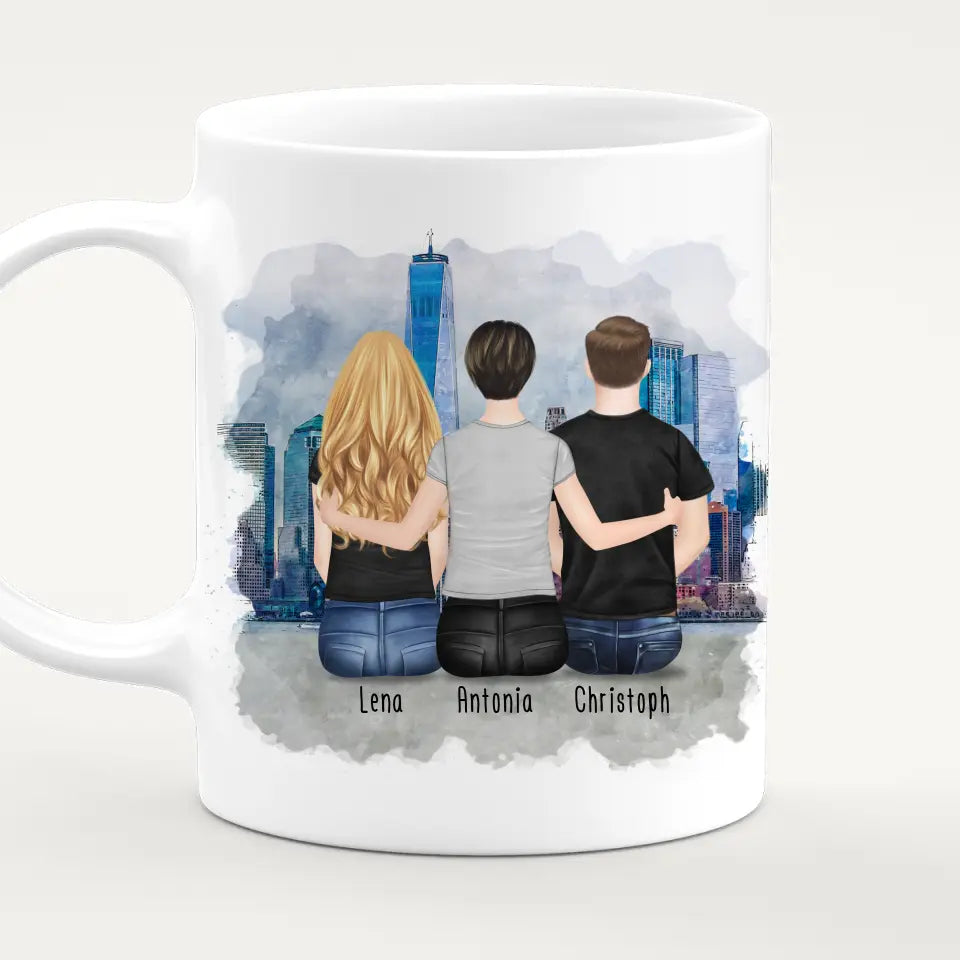 Personalisierte Tasse mit Mutter/Tochter/Sohn (1 Tochter + 1 Sohn)