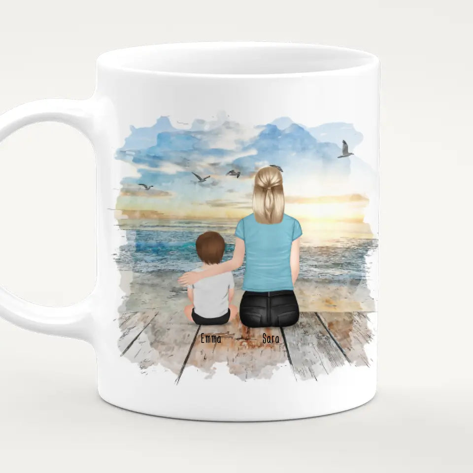 Personalisierte Tasse mit Mutter/Kind (1 Kind/Baby)