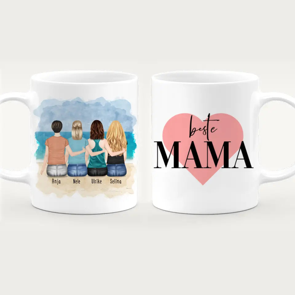 Personalisierte Tasse mit Mutter/Tochter (3 Töchter)