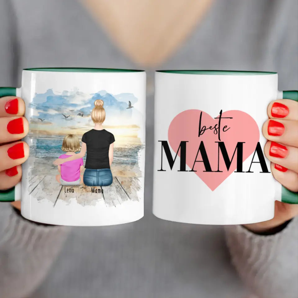 Personalisierte Tasse mit Mutter und Baby (1 Baby + 1 Mutter)