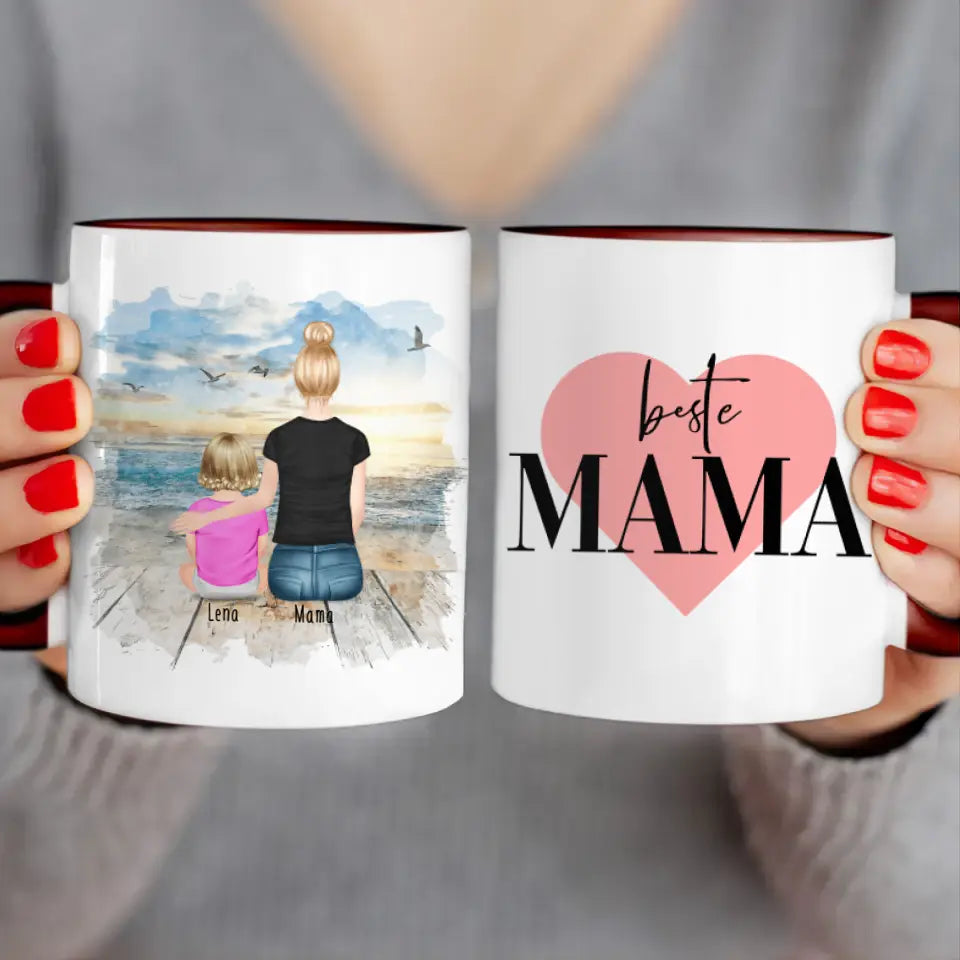 Personalisierte Tasse mit Mutter und Baby (1 Baby + 1 Mutter)