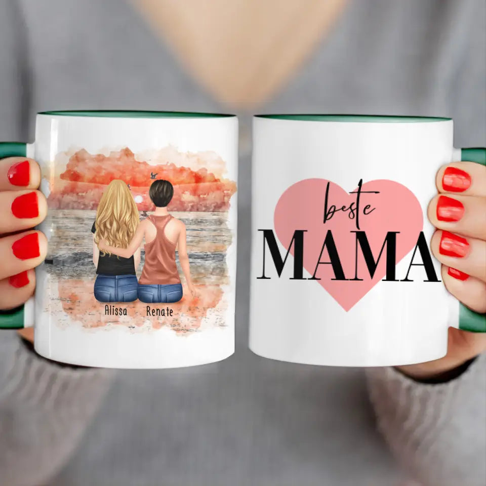 Personalisierte Tasse mit Mutter/Tochter (1 Tochter)
