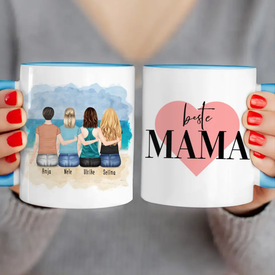 Personalisierte Tasse mit Mutter/Tochter (3 Töchter)