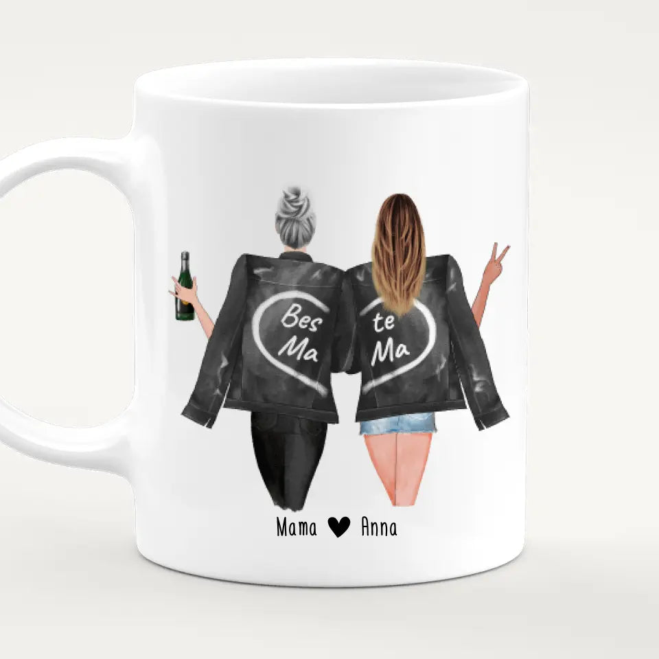 Personalisierte Tasse - Mutter + Tochter mit Jacken