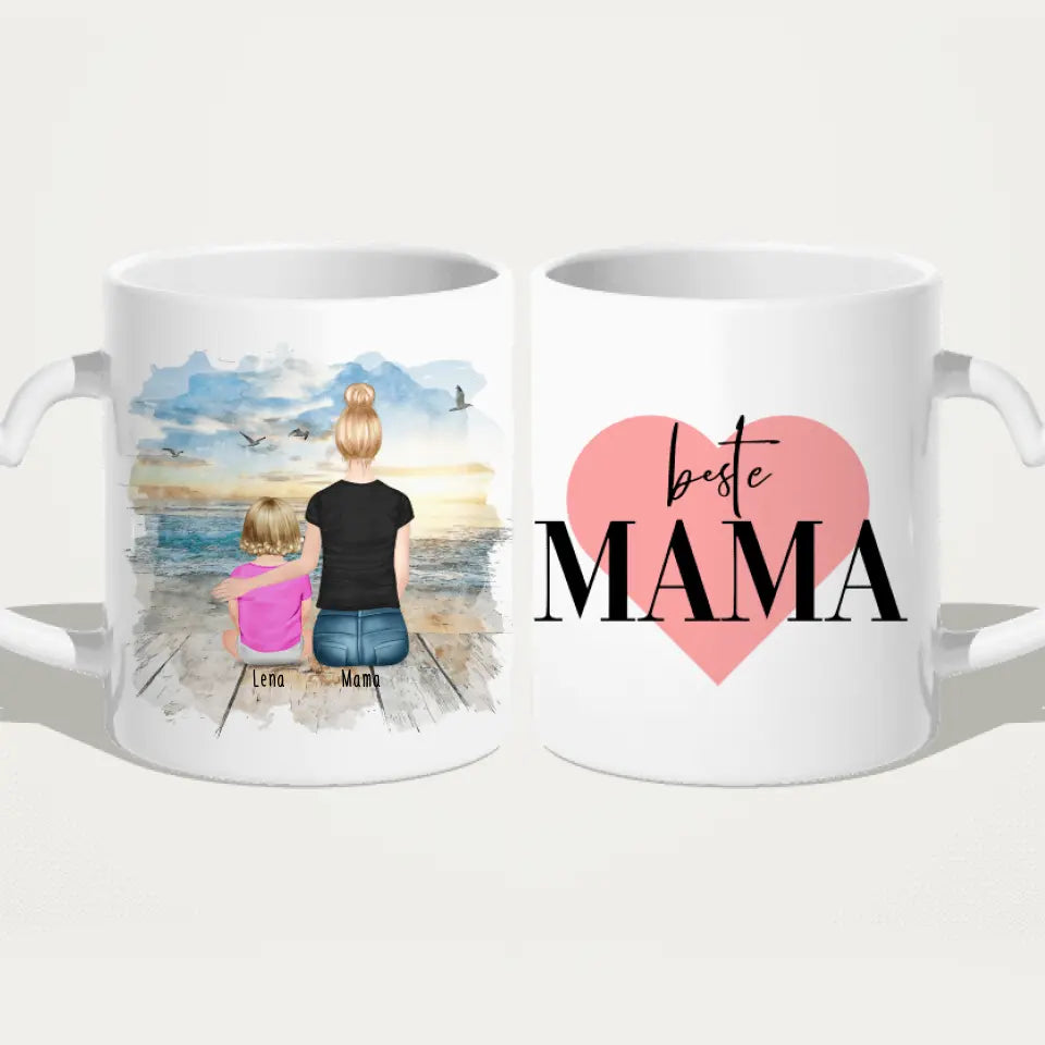 Personalisierte Tasse mit Mutter und Baby (1 Baby + 1 Mutter)