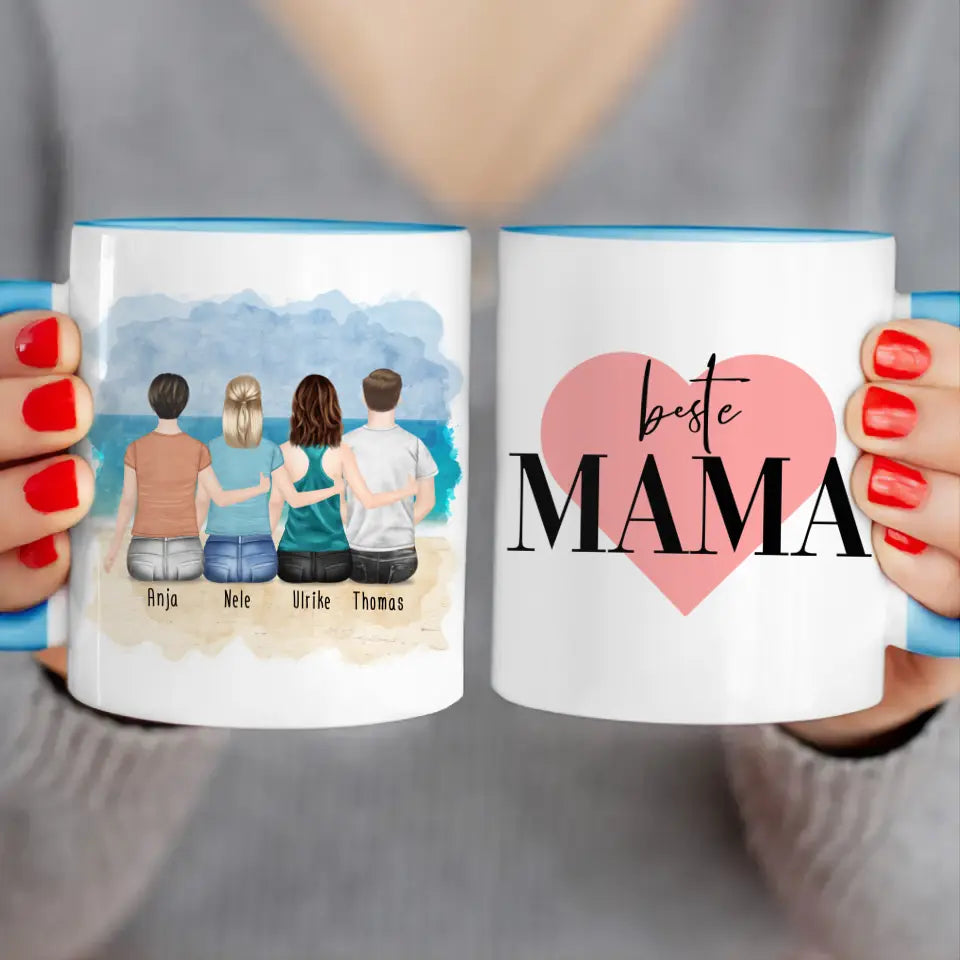 Personalisierte Tasse mit Mutter/Tochter/Sohn (2 Töchter + 1 Sohn)