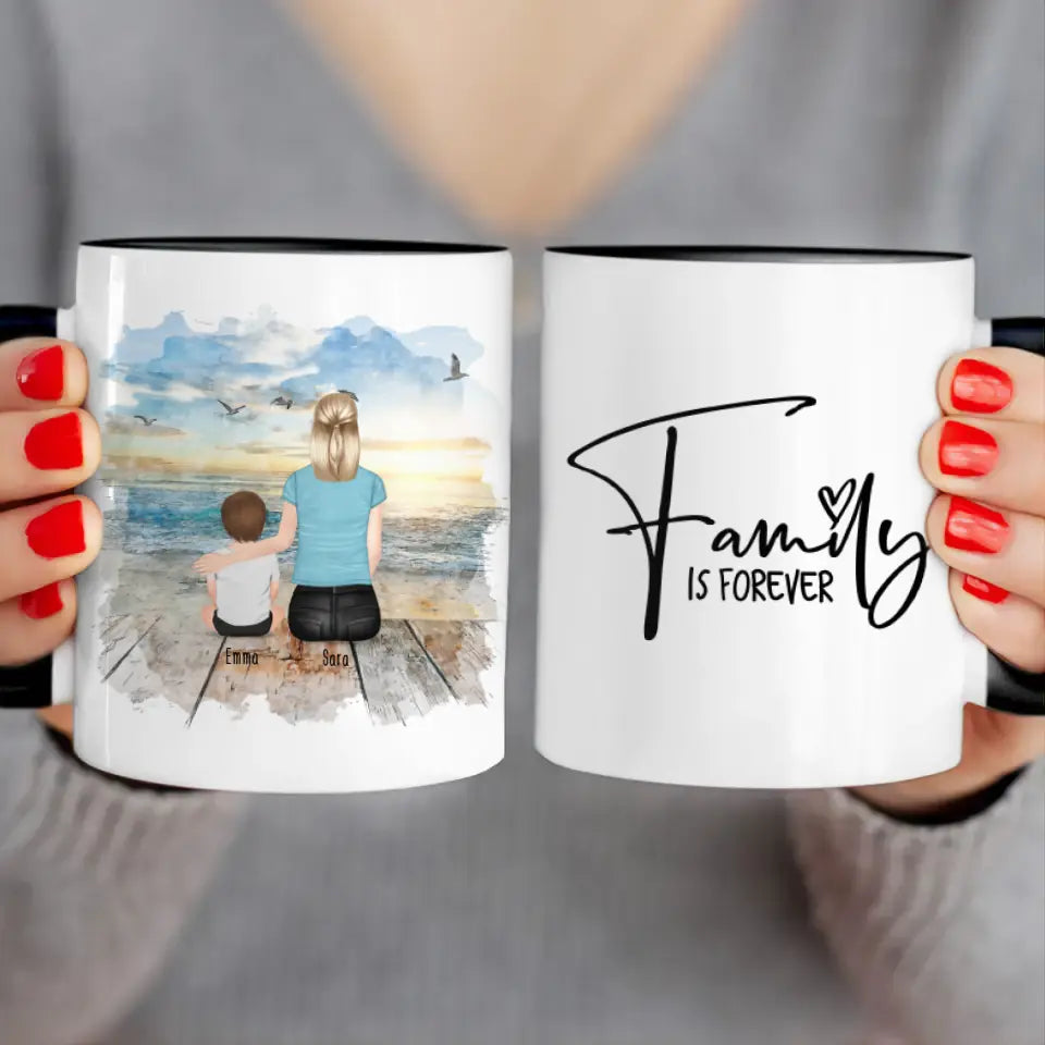 Personalisierte Tasse mit Mutter/Kind (1 Kind/Baby)