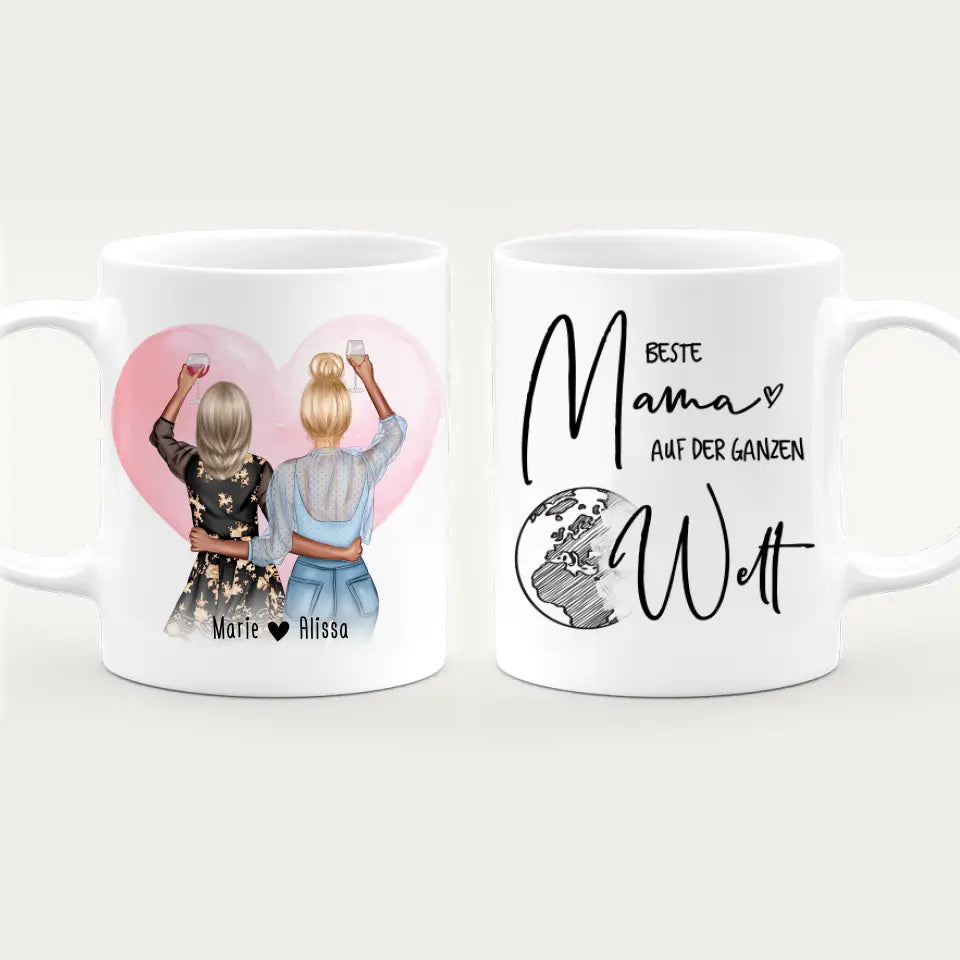 Personalisierte Tasse - Mutter + Tochter mit Drinks