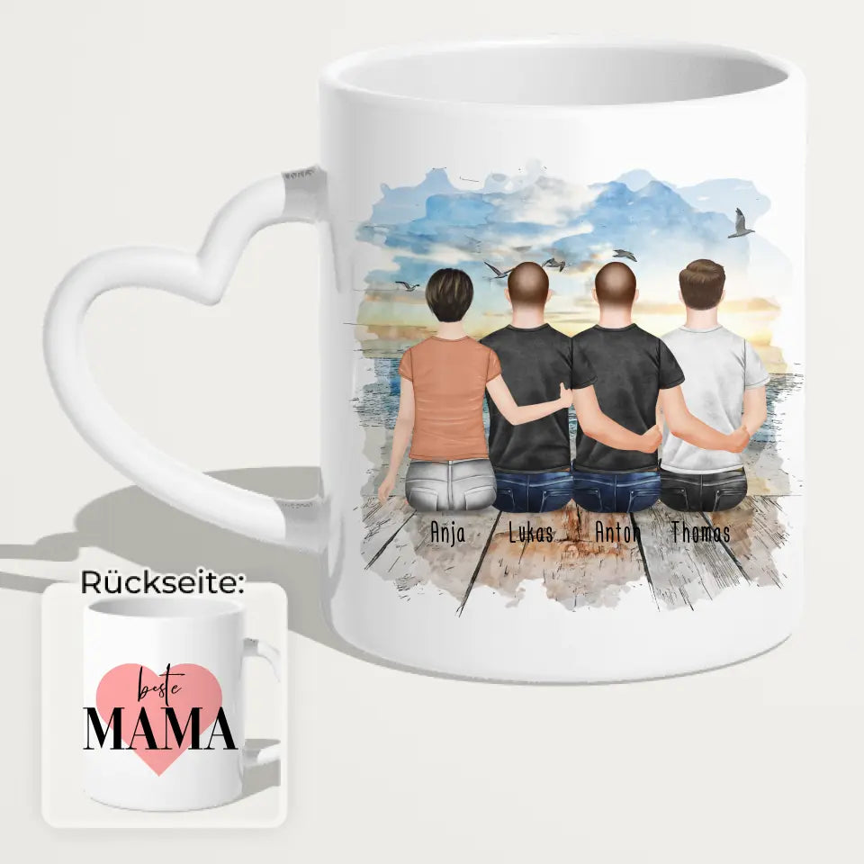 Personalisierte Tasse mit Mutter/Sohn (3 Söhne)