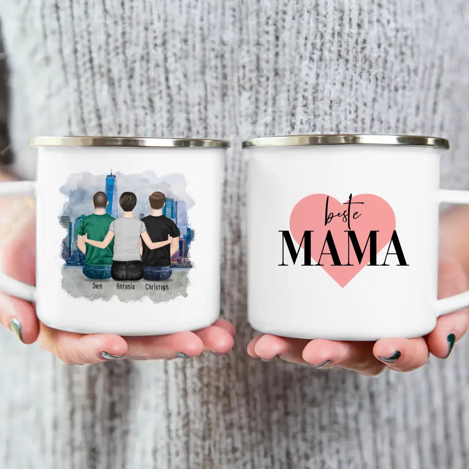 Personalisierte Tasse mit Mutter/Sohn (2 Söhne)