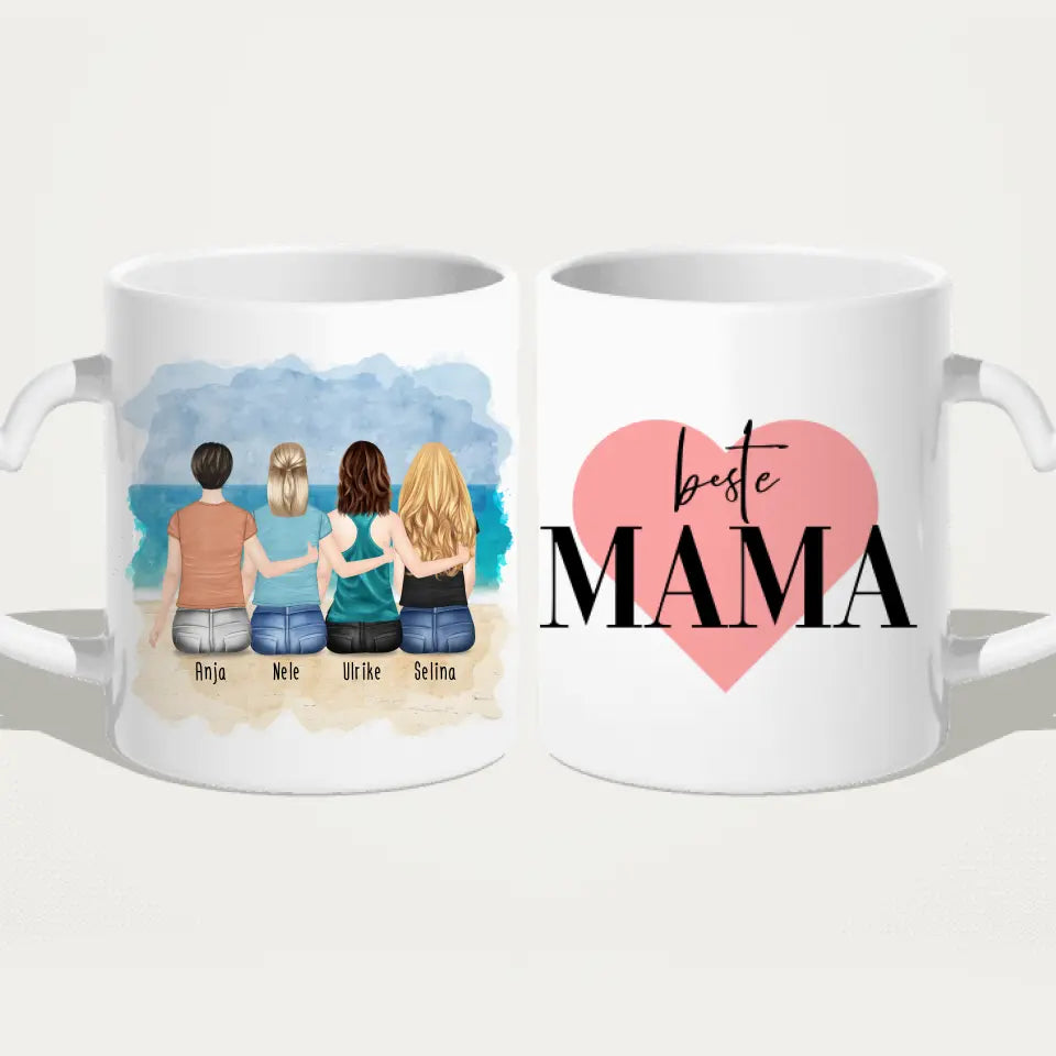 Personalisierte Tasse mit Mutter/Tochter (3 Töchter)