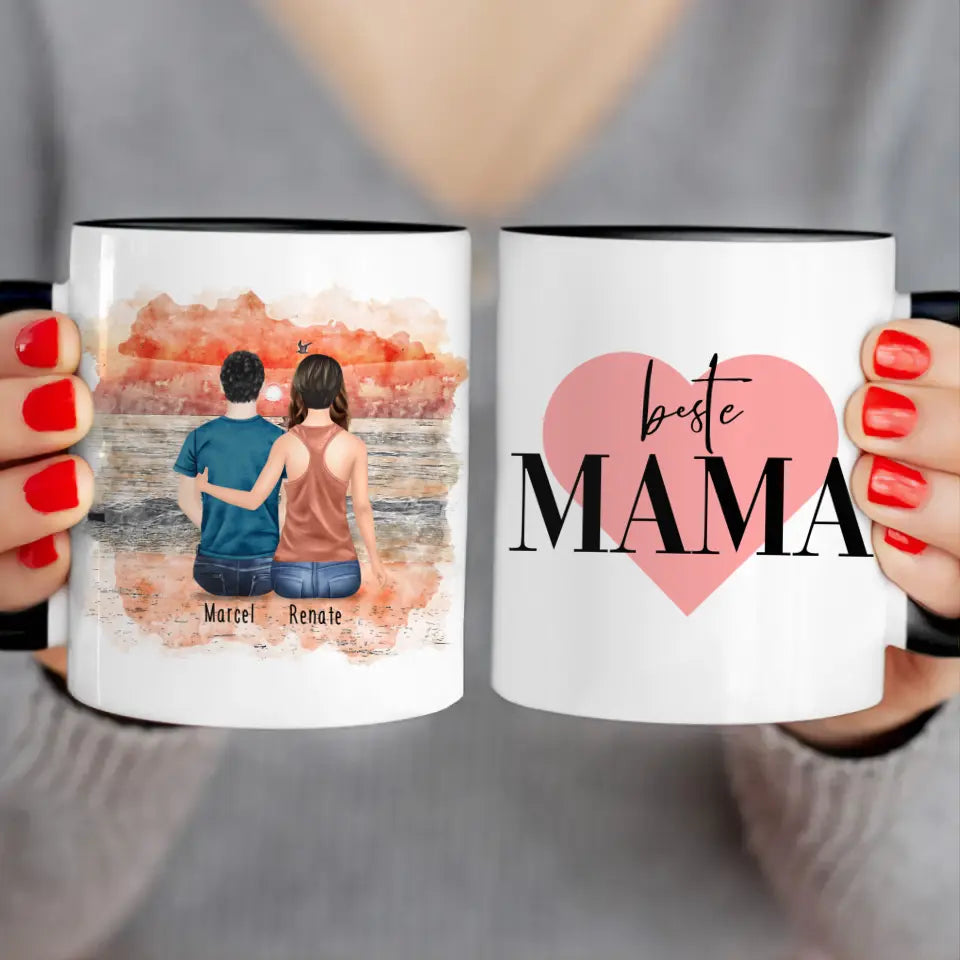 Personalisierte Tasse mit Mutter/Sohn (1 Sohn)