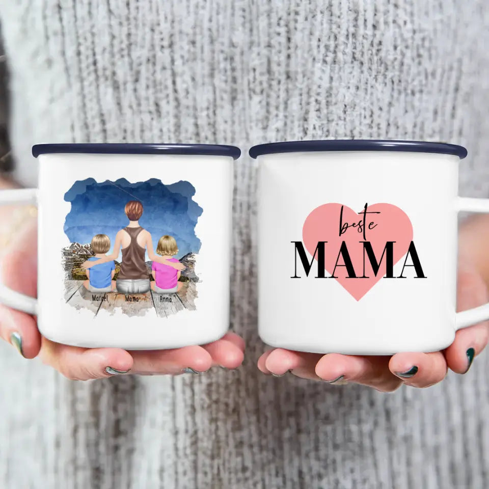 Personalisierte Tasse mit Mutter und Babys (2 Babys + 1 Mutter)