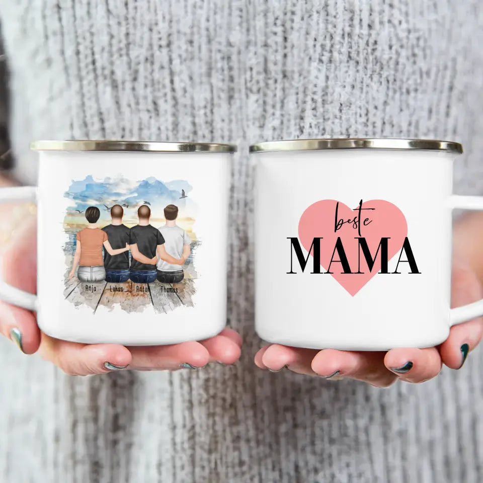 Personalisierte Tasse mit Mutter/Sohn (3 Söhne)