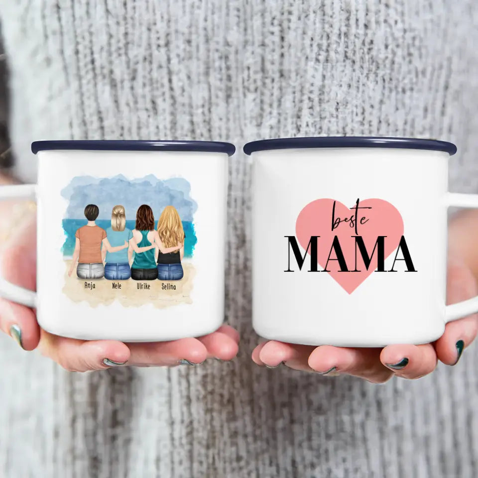 Personalisierte Tasse mit Mutter/Tochter (3 Töchter)