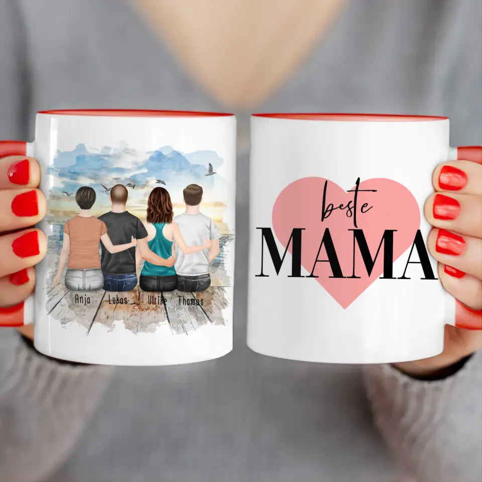 Personalisierte Tasse mit Mutter/Tochter/Sohn (1 Tochter + 2 Söhne)