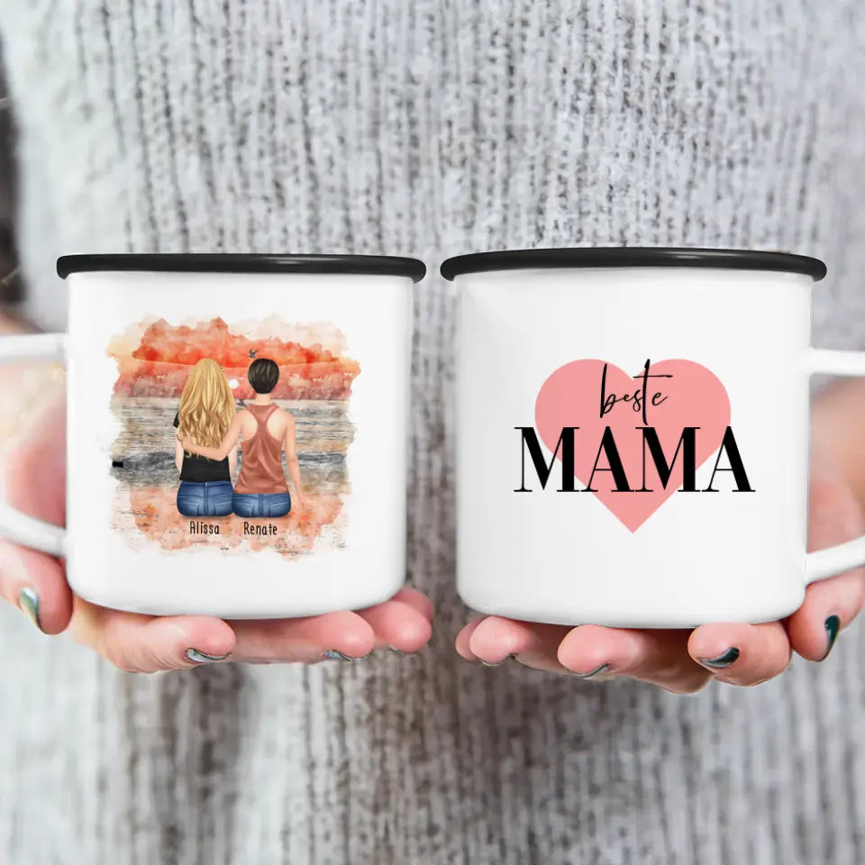 Personalisierte Tasse mit Mutter/Tochter (1 Tochter)