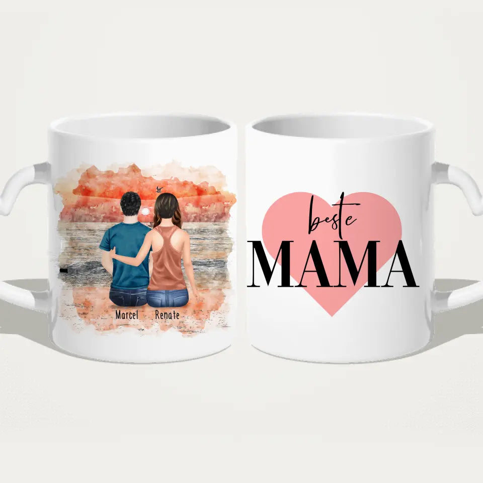 Personalisierte Tasse mit Mutter/Sohn (1 Sohn)