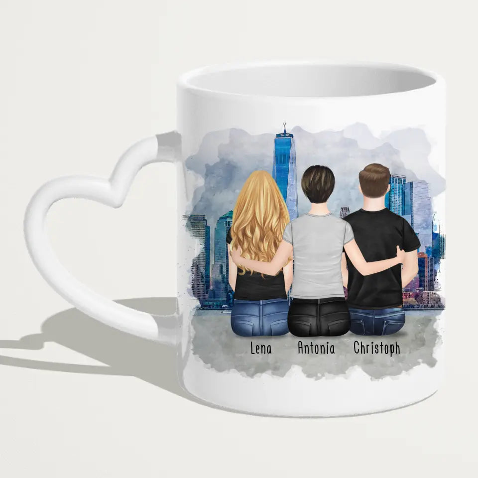 Personalisierte Tasse mit Mutter/Tochter/Sohn (1 Tochter + 1 Sohn)