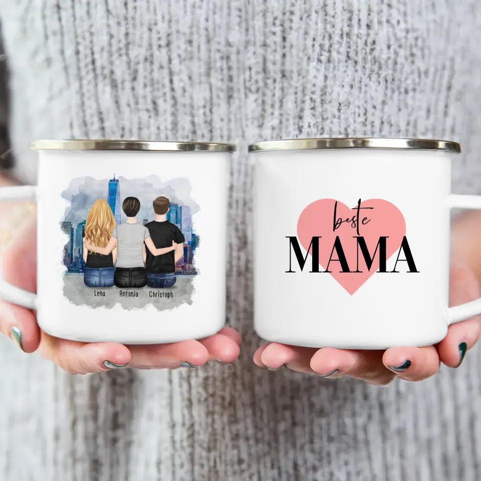 Personalisierte Tasse mit Mutter/Tochter/Sohn (1 Tochter + 1 Sohn)