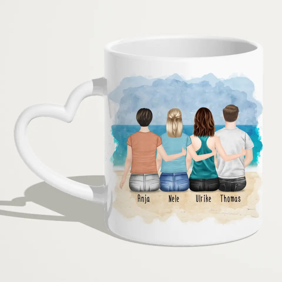 Personalisierte Tasse mit Mutter/Tochter/Sohn (2 Töchter + 1 Sohn)