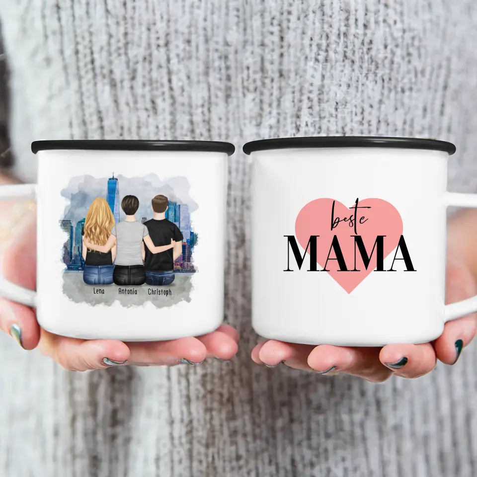 Personalisierte Tasse mit Mutter/Tochter/Sohn (1 Tochter + 1 Sohn)
