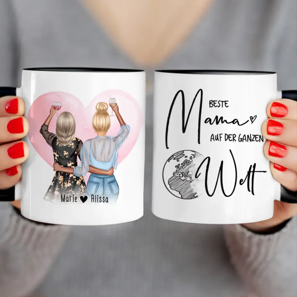 Personalisierte Tasse - Mutter + Tochter mit Drinks