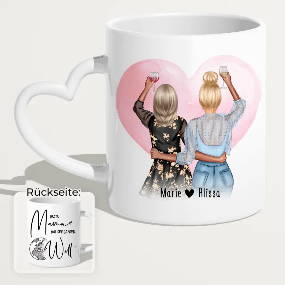 Personalisierte Tasse - Mutter + Tochter mit Drinks