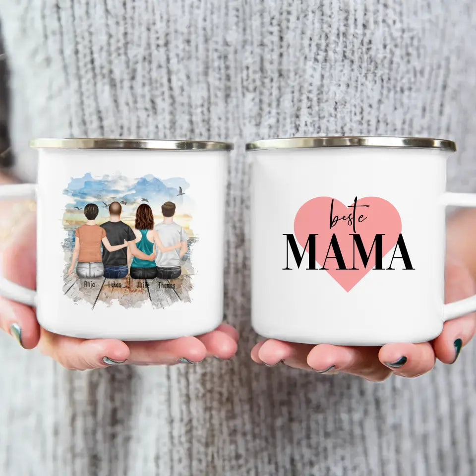 Personalisierte Tasse mit Mutter/Tochter/Sohn (1 Tochter + 2 Söhne)