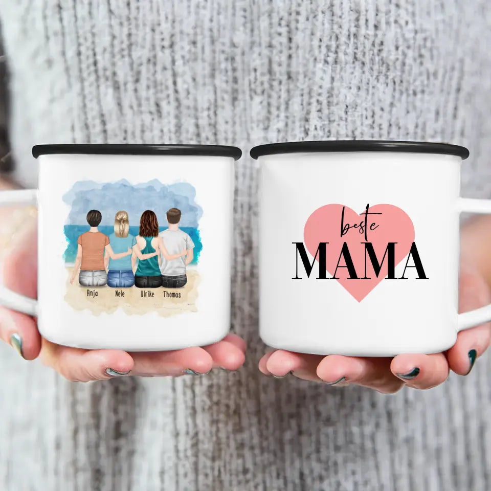 Personalisierte Tasse mit Mutter/Tochter/Sohn (2 Töchter + 1 Sohn)