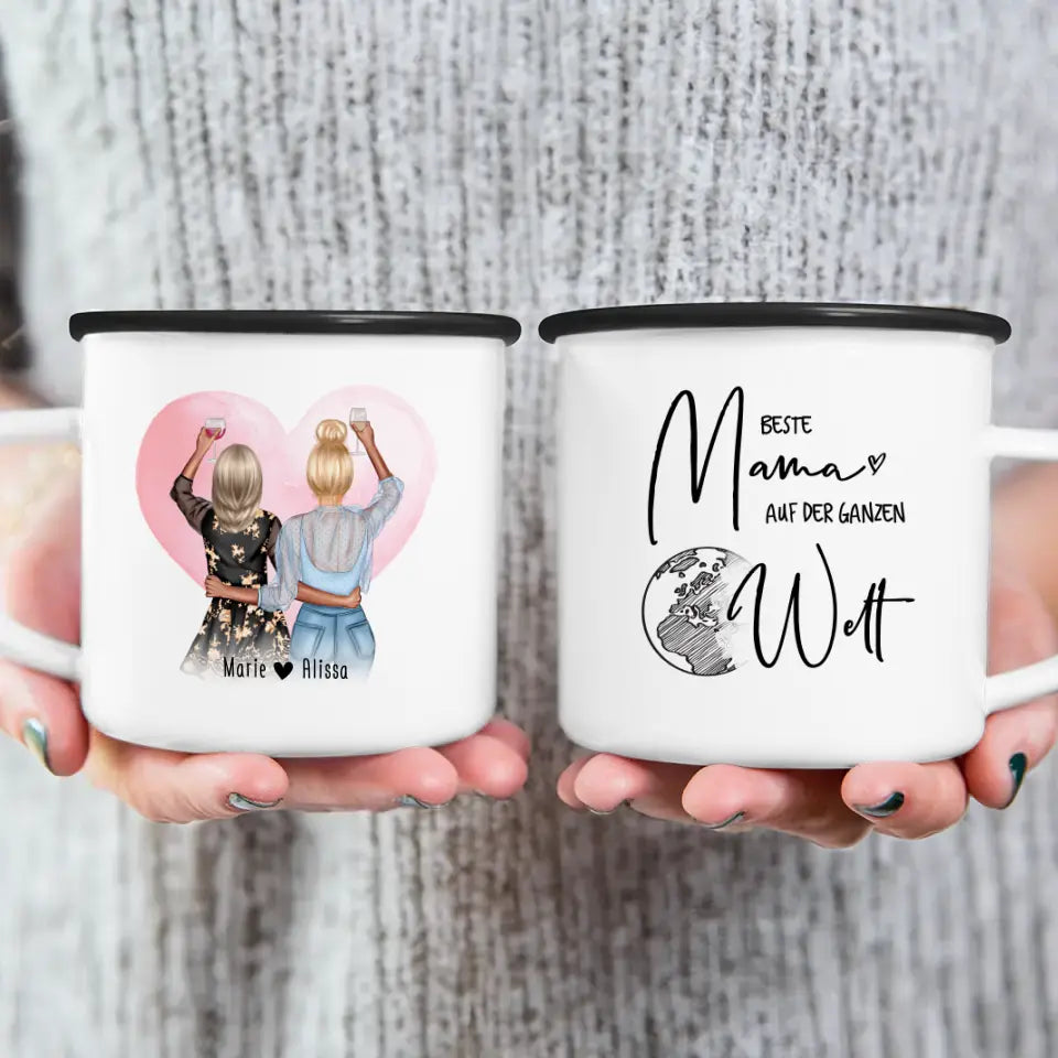 Personalisierte Tasse - Mutter + Tochter mit Drinks