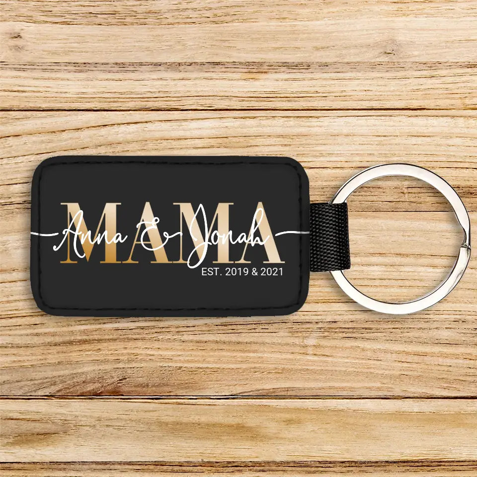 Personalisierter Schlüsselanhänger - Mama Schriftzug mit Kindernamen