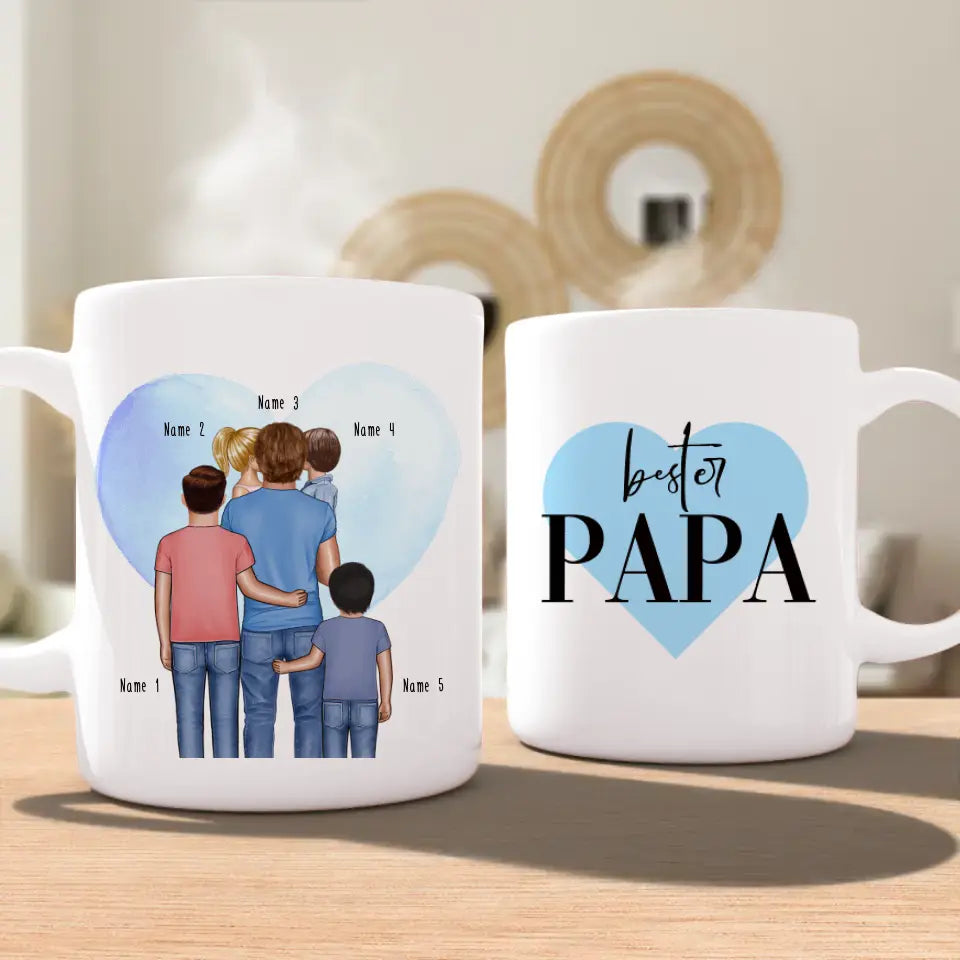 Personalisierte Tasse - Papa mit 1-4 Kindern