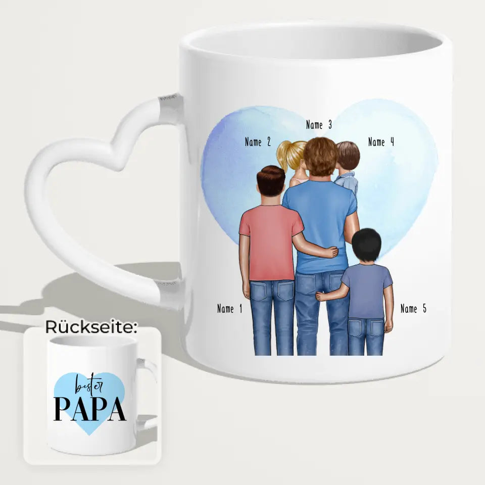 Personalisierte Tasse - Papa mit 1-4 Kindern