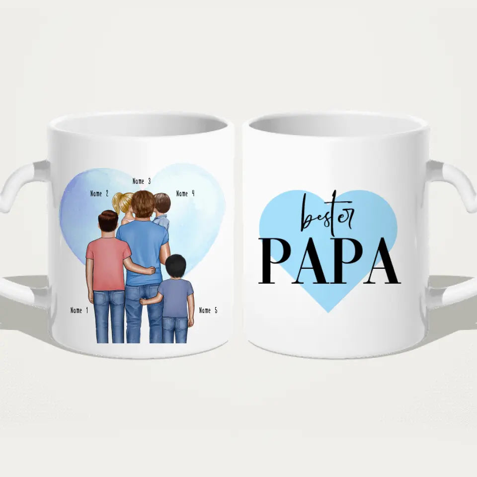 Personalisierte Tasse - Papa mit 1-4 Kindern