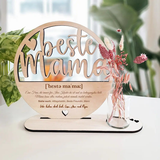 Personalisierter "Beste Mama"-Holzaufsteller - Mama Definition