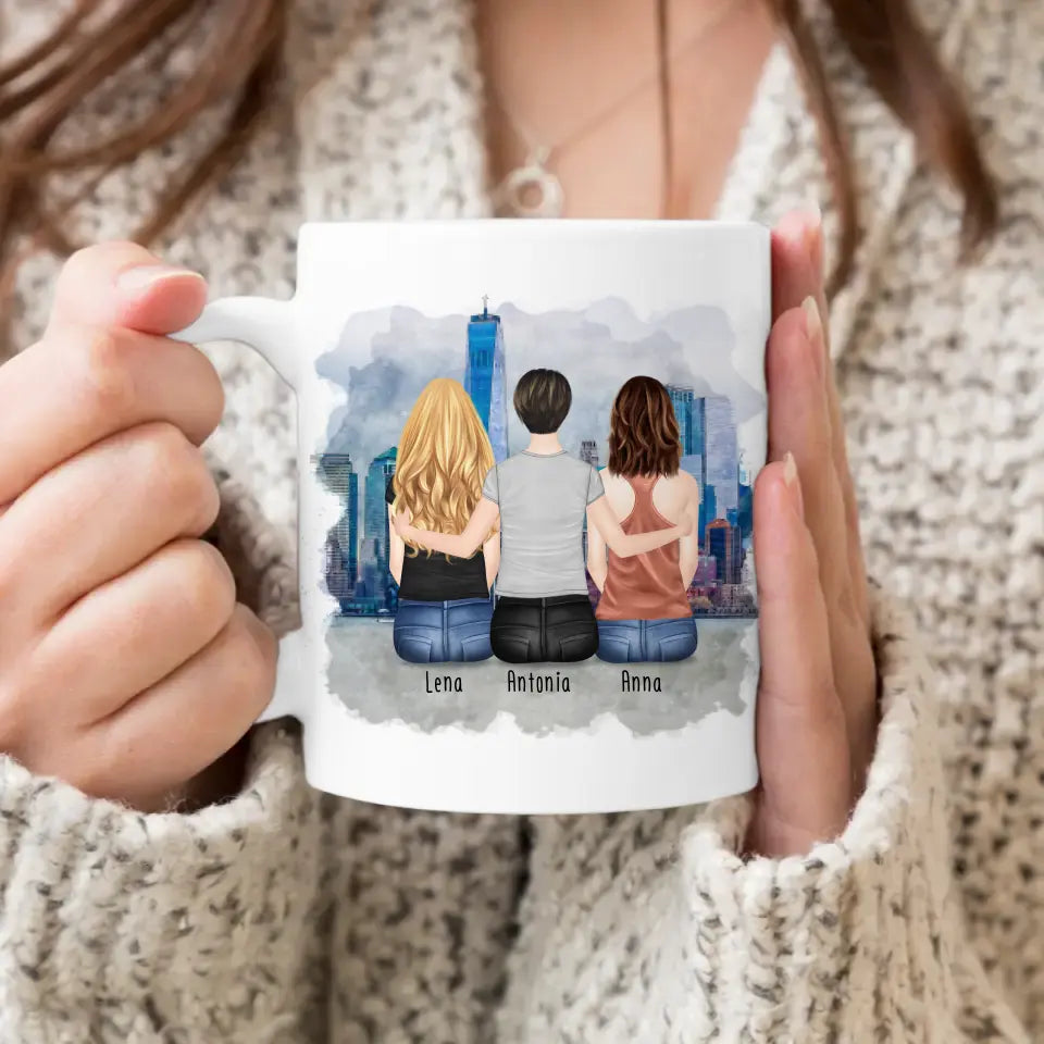 Personalisierte Tasse mit Mutter/Tochter (2 Töchter)