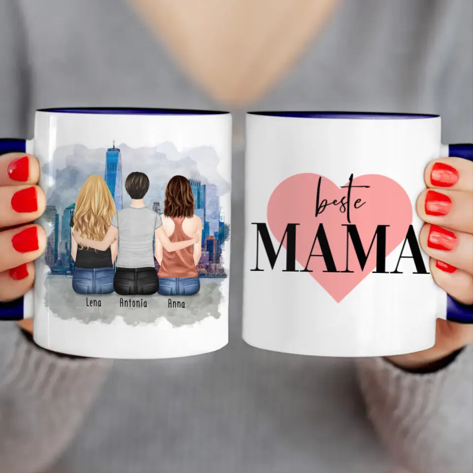 Personalisierte Tasse mit Mutter/Tochter (2 Töchter)