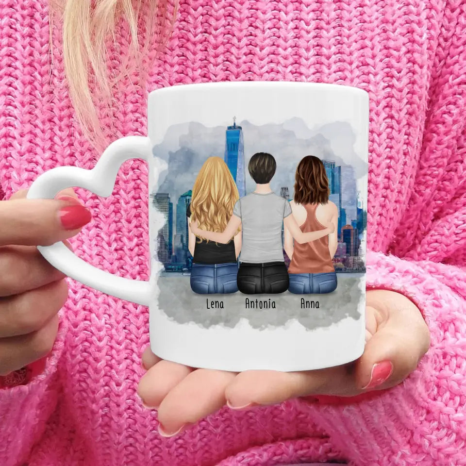 Personalisierte Tasse mit Mutter/Tochter (2 Töchter)