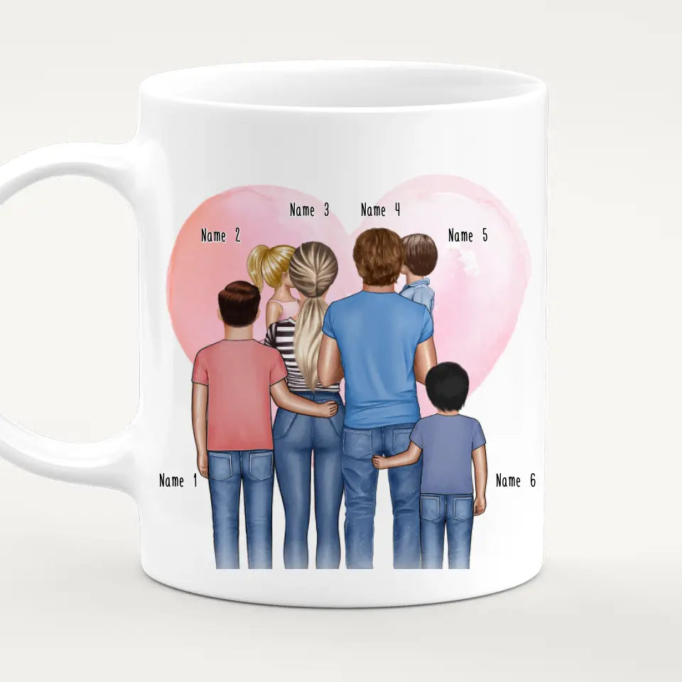 Personalisierte Tasse - Familie mit 1-4 Kindern