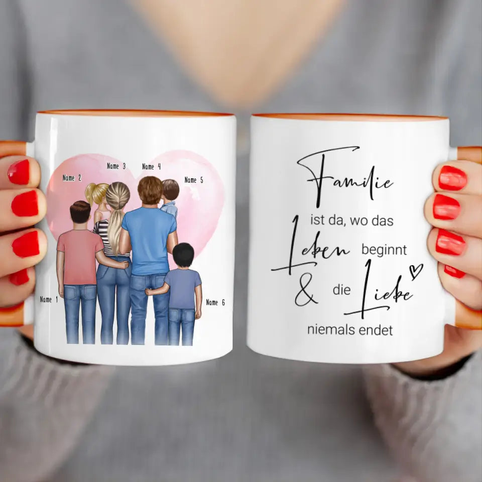 Personalisierte Tasse - Familie mit 1-4 Kindern