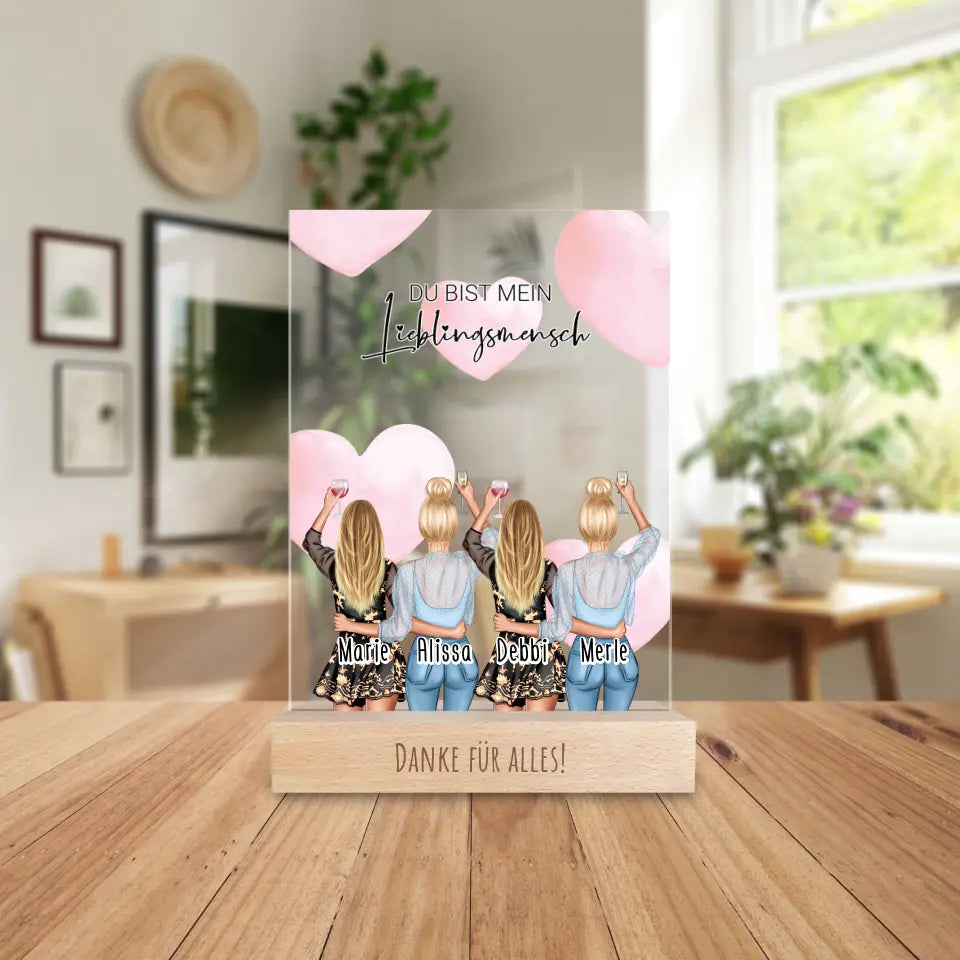 Personalisierte Acrylglasplatte - Beste Freundin (4 Freundinnen) - Best Friends