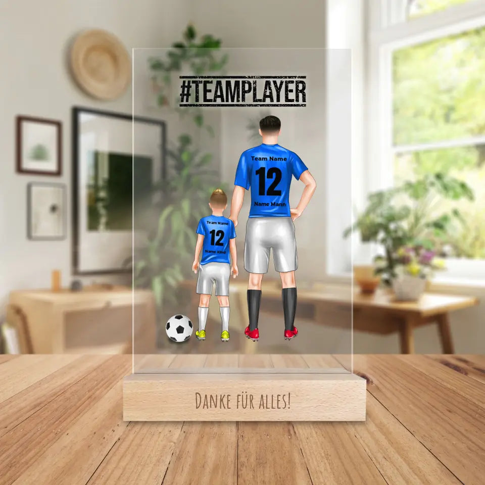 Personalisierte Fußball Acrylglasplatte mit mehreren Fußballern/Fußballerinnen - Familienposter