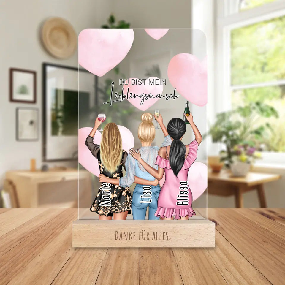 Personalisierte Acrylglasplatte - Beste Freundinnen (3 Freundinnen) - Best Friends