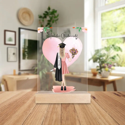 Personalisierte Acrylglasplatte - Bachelor/Master/Abi/Schulabschluss Geschenk (1 Frau)