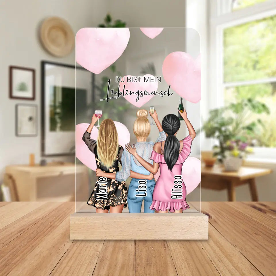 Personalisierte Acrylglasplatte - Beste Freundinnen (3 Freundinnen) - Best Friends